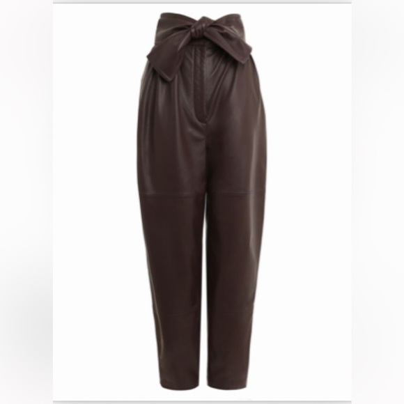 BNWT | Zimmermann Obi Leather Pant (Wine Brown) | size AU 0 US 2-4 - Picture 1 of 8